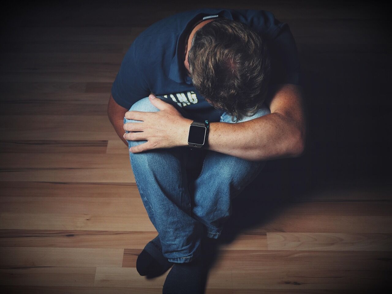 Man, Depressed, Sitting